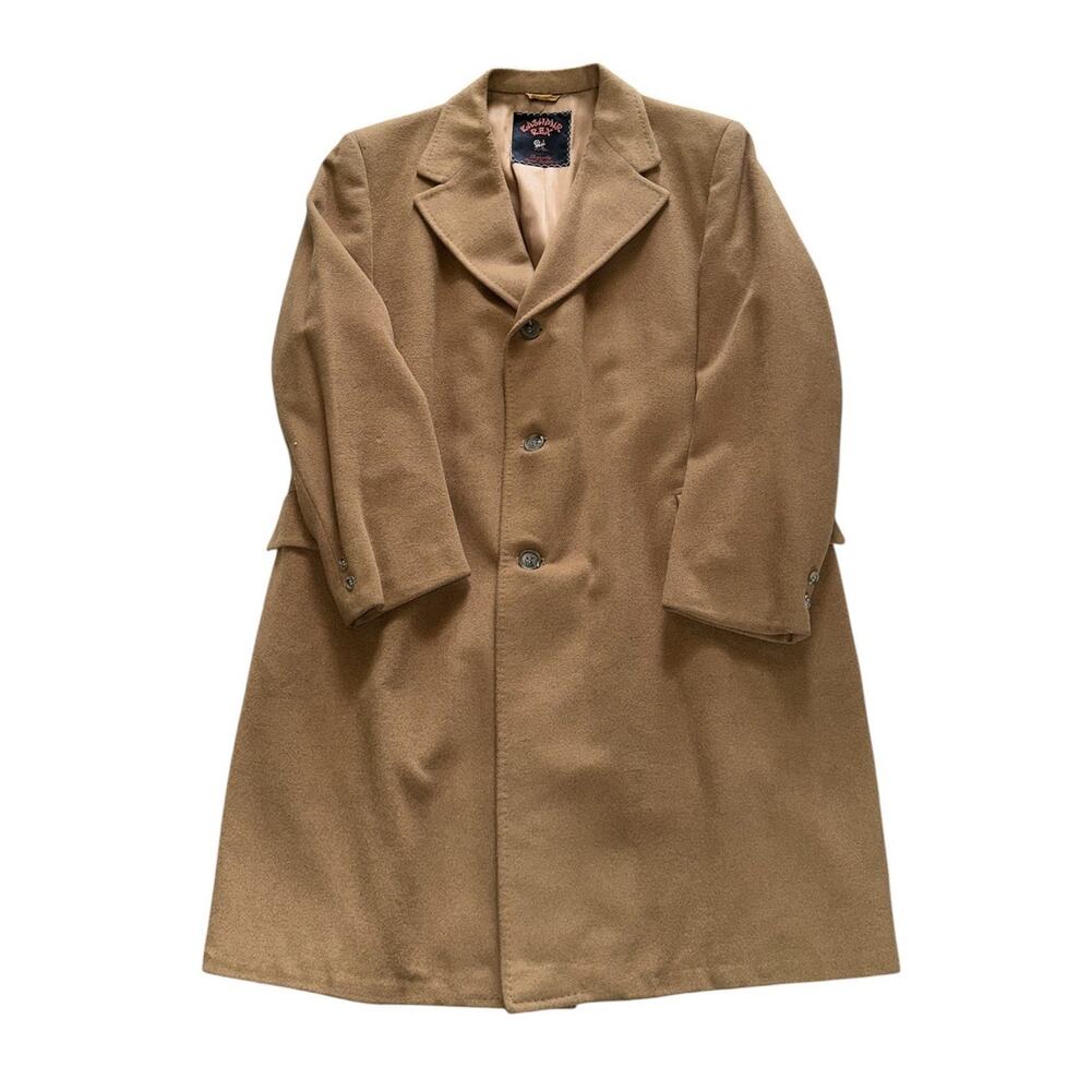 Vintage Alpaca Wool Blend Camel Overcoat Kashmir Rex Mens‎ Coat Winter Dad READ